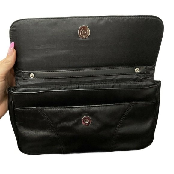cabin creek black clutch handbag Medium Size Clutch- Solid Color Bag - Picture 2 of 5